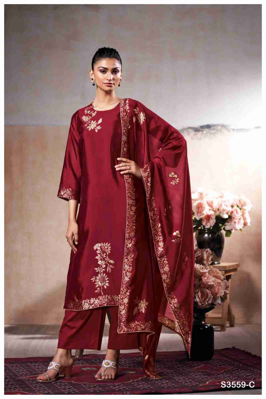 Paulina-3559 By Ganga Fashion 3559-A To 3559-D Series Beautiful Festive Suits Colorful Stylish Fancy Casual Wear & Ethnic Wear Pure Viscose Silk Dresses At Wholesale Price