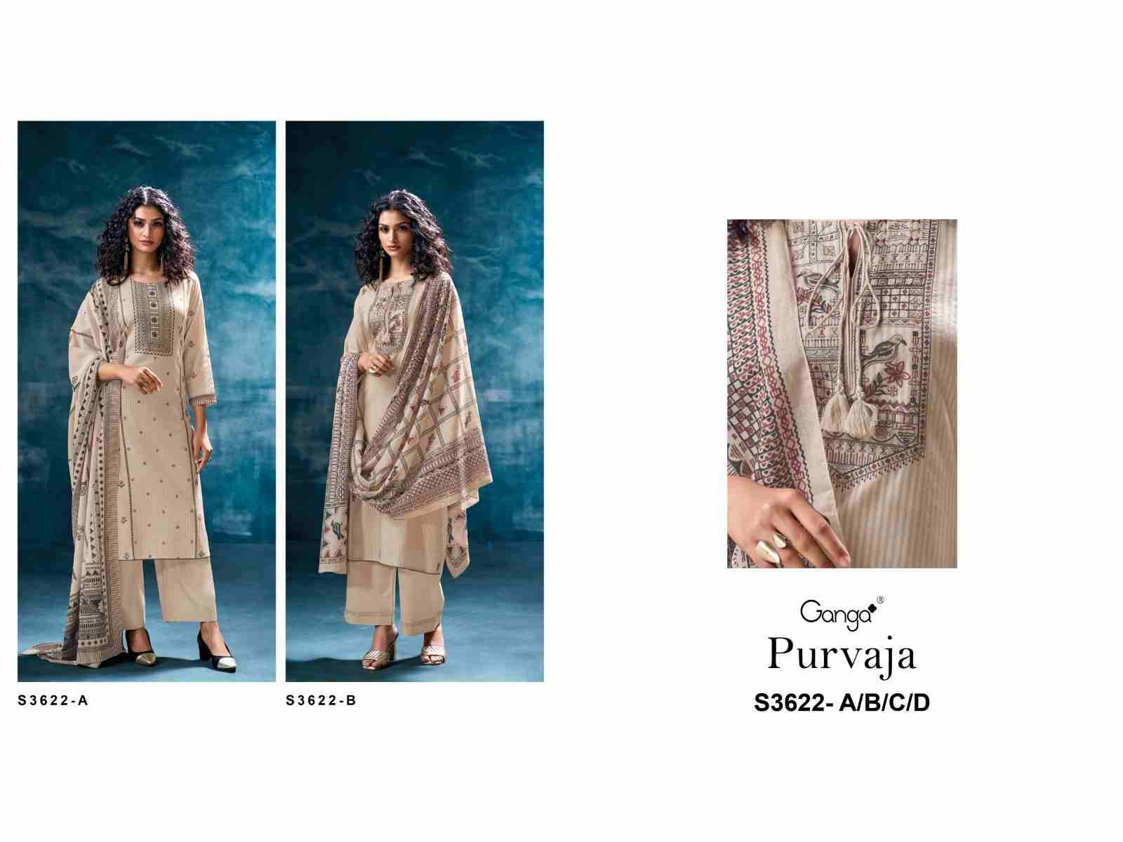 Purvaja-3622 By Ganga Fashion 3622-A To 3622-B Series Beautiful Festive Suits Colorful Stylish Fancy Casual Wear & Ethnic Wear Pure Cotton Dresses At Wholesale Price