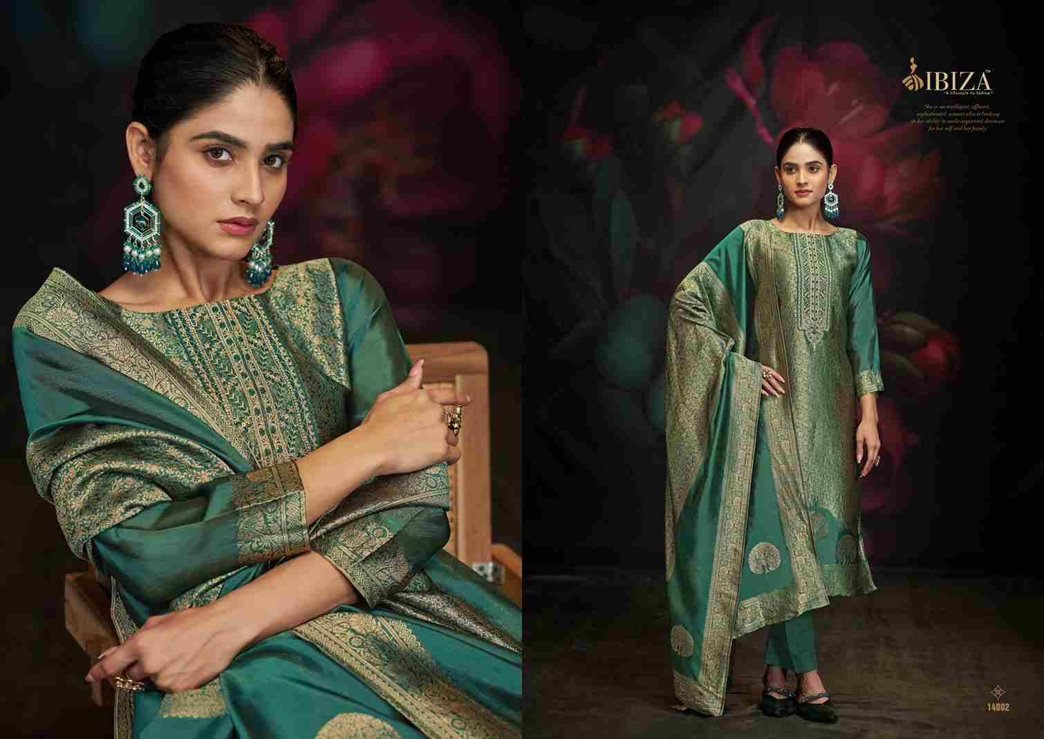 Sakhi Vol-10 By Ibiza 14001 To 14004 Series Designer Festive Suits Beautiful Fancy Stylish Colorful Party Wear & Occasional Wear Pure Silk Jacquard Dresses At Wholesale Price