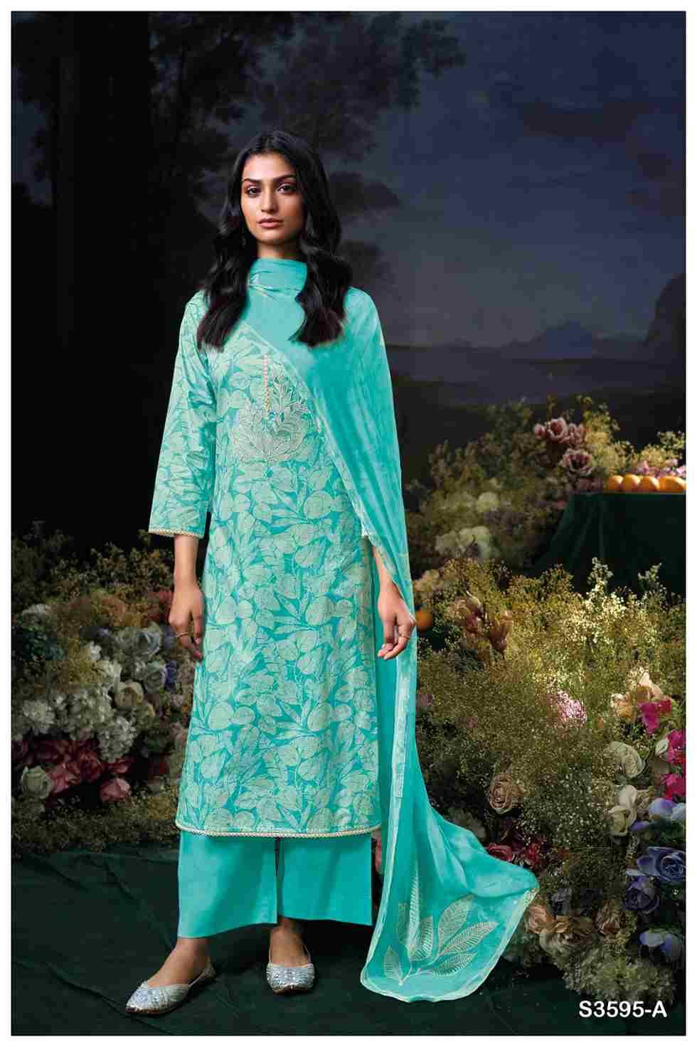 Chetna-3595 By Ganga Fashion 3595-A To 3595-D Series Beautiful Festive Suits Colorful Stylish Fancy Casual Wear & Ethnic Wear Pure Cotton Dresses At Wholesale Price