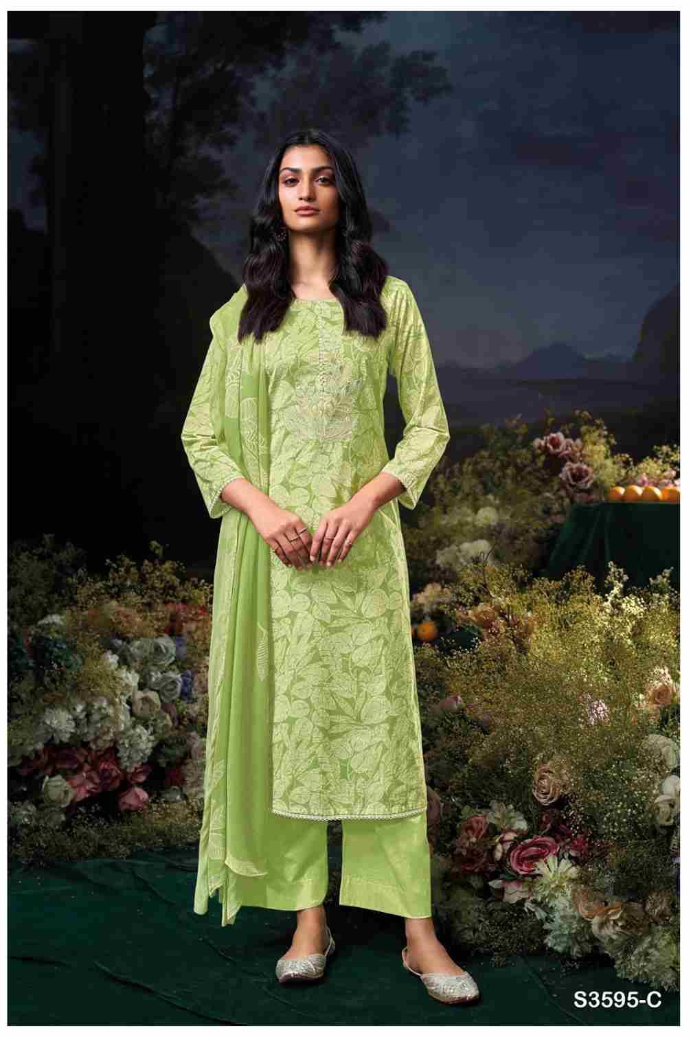 Chetna-3595 By Ganga Fashion 3595-A To 3595-D Series Beautiful Festive Suits Colorful Stylish Fancy Casual Wear & Ethnic Wear Pure Cotton Dresses At Wholesale Price