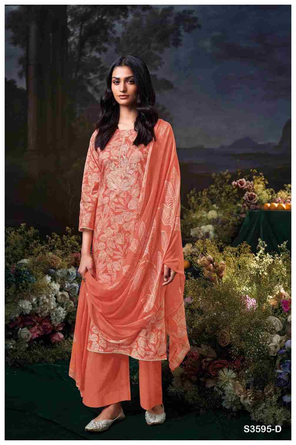 Chetna-3595 By Ganga Fashion 3595-A To 3595-D Series Beautiful Festive Suits Colorful Stylish Fancy Casual Wear & Ethnic Wear Pure Cotton Dresses At Wholesale Price