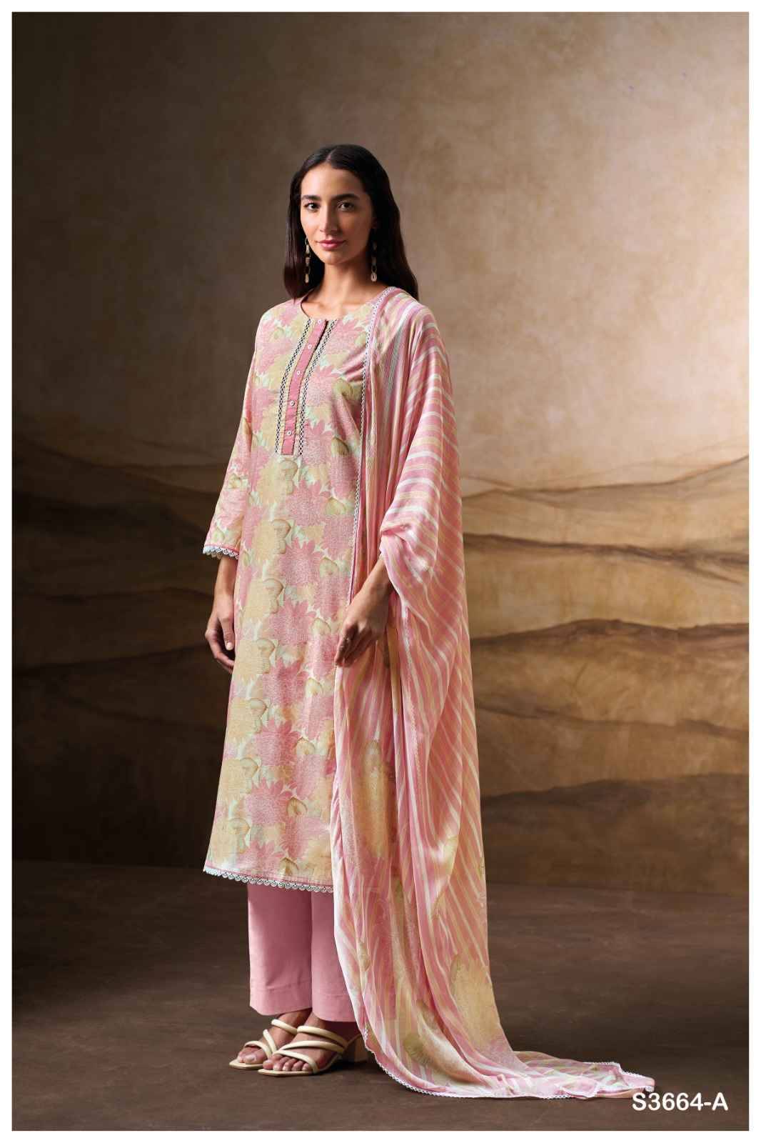 Lauren-3664 By Ganga Fashion 3664-A To 3664-D Series Beautiful Festive Suits Colorful Stylish Fancy Casual Wear & Ethnic Wear Pure Cotton Dresses At Wholesale Price