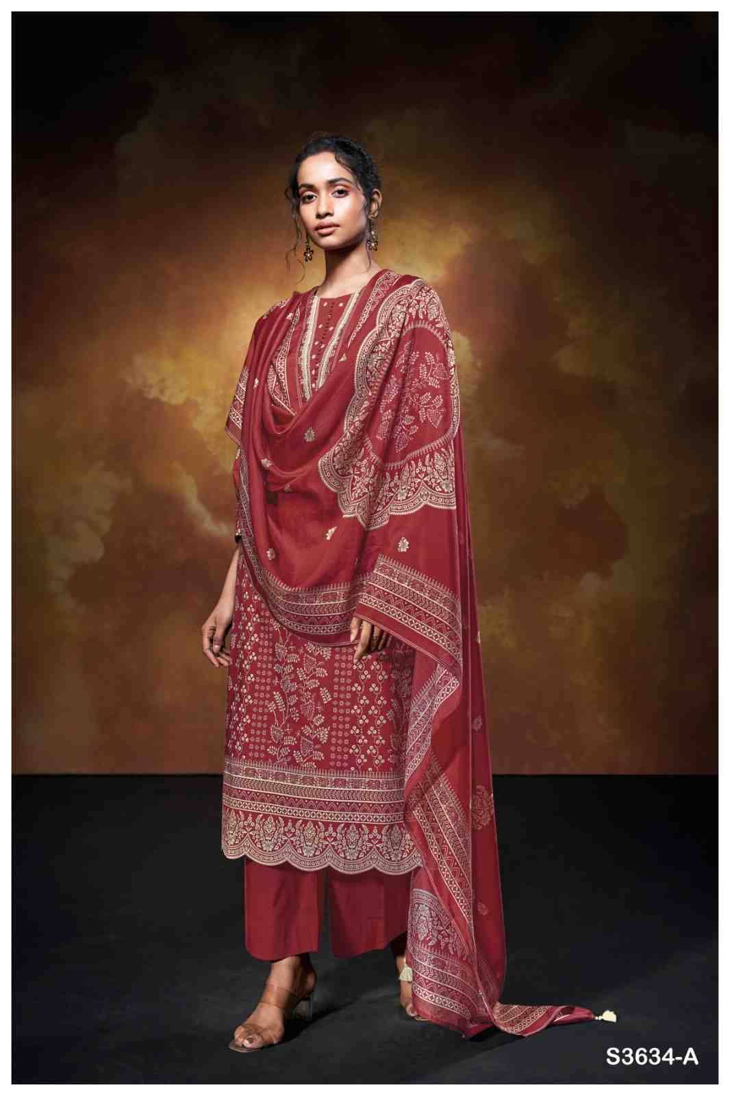 Xara-3634 By Ganga Fashion 3634-A To 3634-D Series Beautiful Festive Suits Colorful Stylish Fancy Casual Wear & Ethnic Wear Pure Cotton Dresses At Wholesale Price
