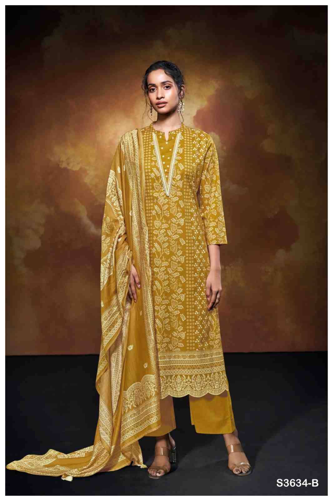 Xara-3634 By Ganga Fashion 3634-A To 3634-D Series Beautiful Festive Suits Colorful Stylish Fancy Casual Wear & Ethnic Wear Pure Cotton Dresses At Wholesale Price