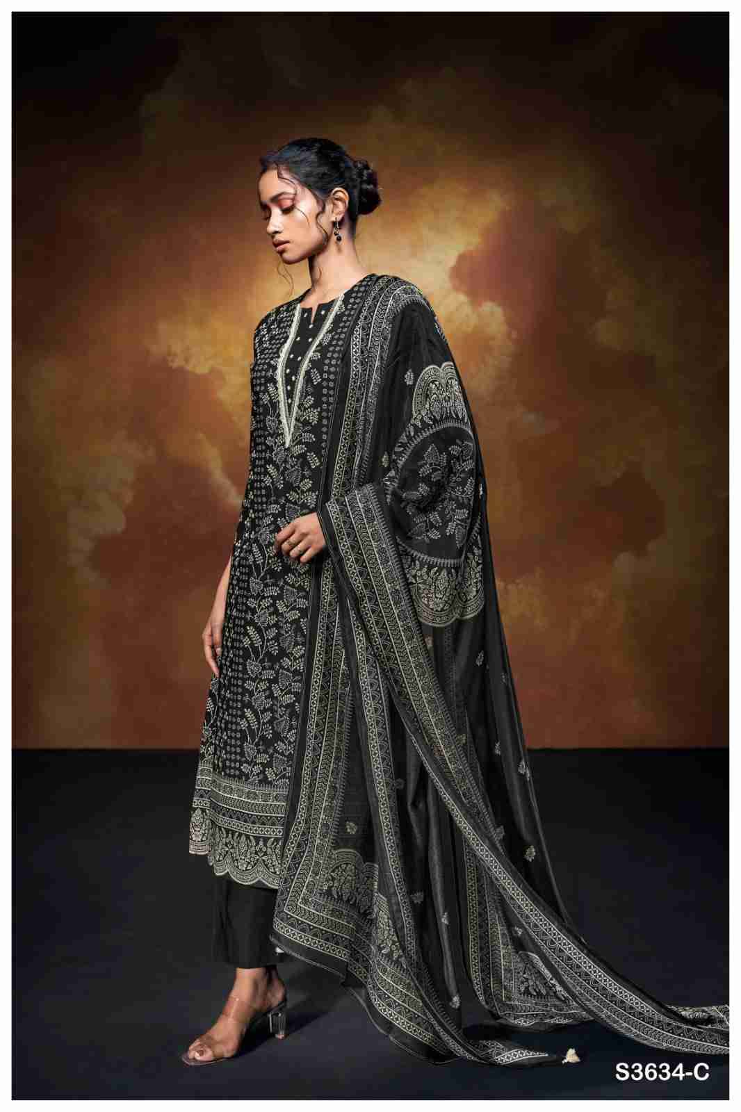 Xara-3634 By Ganga Fashion 3634-A To 3634-D Series Beautiful Festive Suits Colorful Stylish Fancy Casual Wear & Ethnic Wear Pure Cotton Dresses At Wholesale Price
