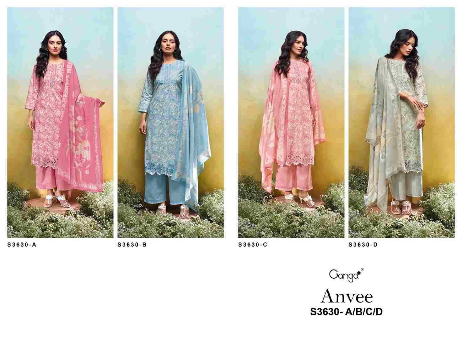 Avnee-3630 By Ganga Fashion 3630-A To 3630-D Series Beautiful Festive Suits Colorful Stylish Fancy Casual Wear & Ethnic Wear Pure Cotton Dresses At Wholesale Price