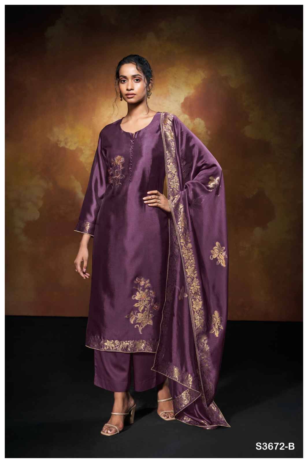 Yelena-3672 By Ganga Fashion 3672-A To 3672-D Series Beautiful Festive Suits Colorful Stylish Fancy Casual Wear & Ethnic Wear Pure Viscose Silk Dresses At Wholesale Price