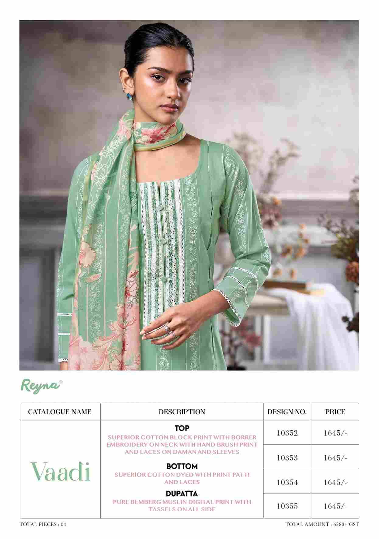 Vaadi By Reyna 10352 To 10355 Series Designer Stylish Fancy Colorful Beautiful Party Wear & Ethnic Wear Collection Pure Cotton Print Tops At Wholesale Price
