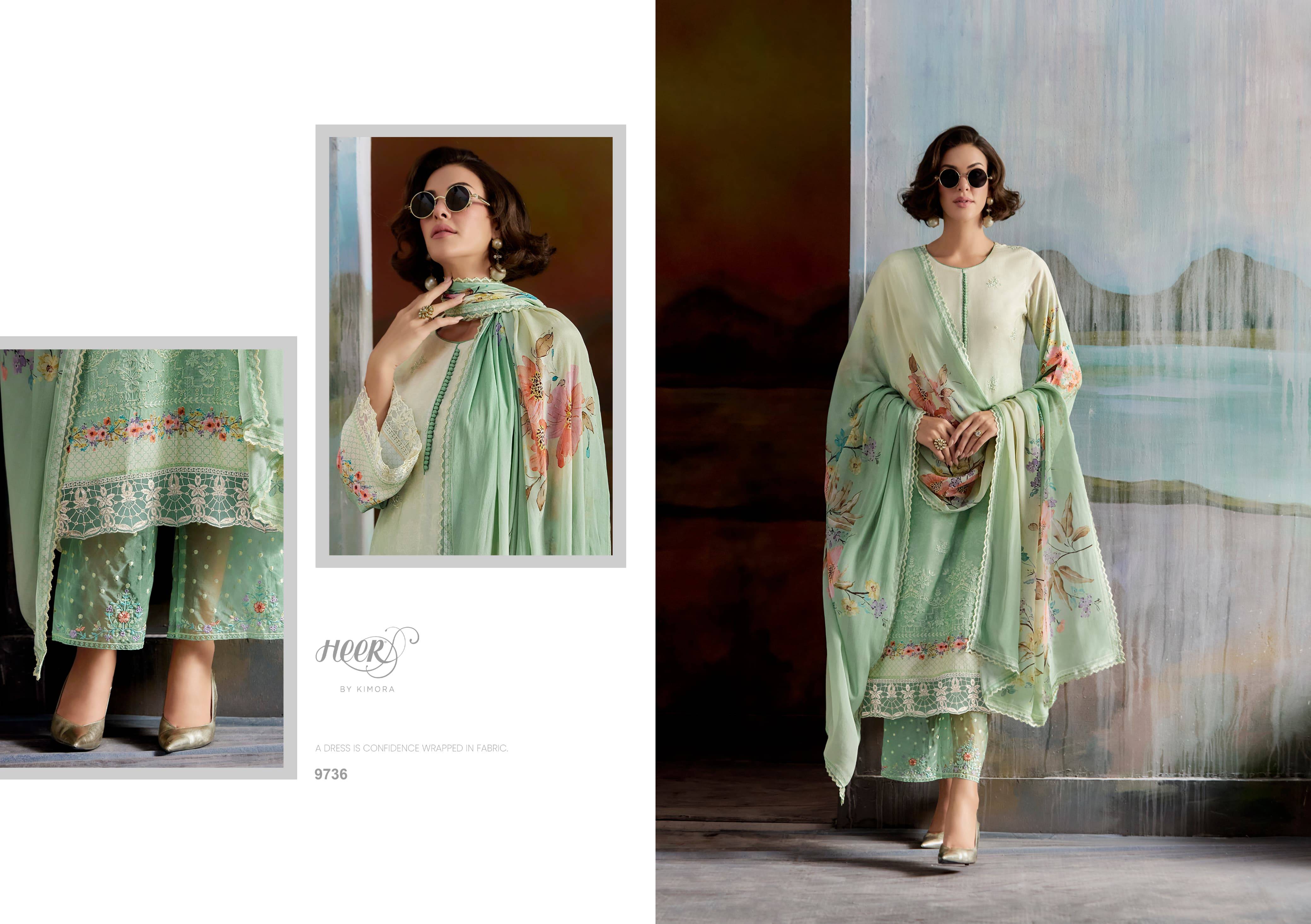 Aashiqi By Kimora Fashion 9731 To 9736 Series Designer Festive Suits Collection Beautiful Stylish Fancy Colorful Party Wear & Occasional Wear Pure Muslin Dresses At Wholesale Price