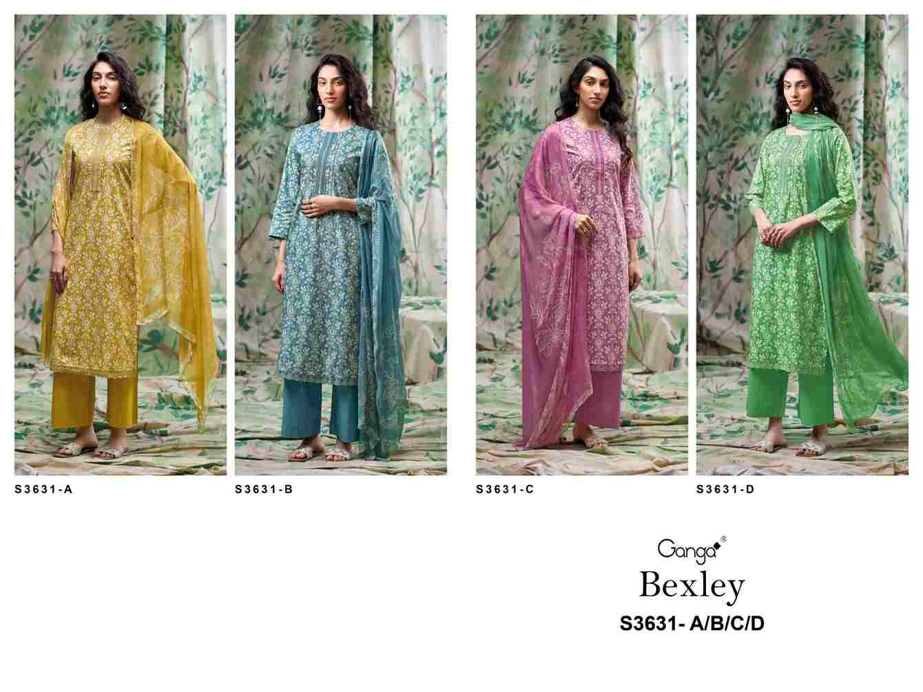 Bexley-3631 By Ganga Fashion 3631-A To 3631-D Series Beautiful Festive Suits Colorful Stylish Fancy Casual Wear & Ethnic Wear Pure Cotton Dresses At Wholesale Price