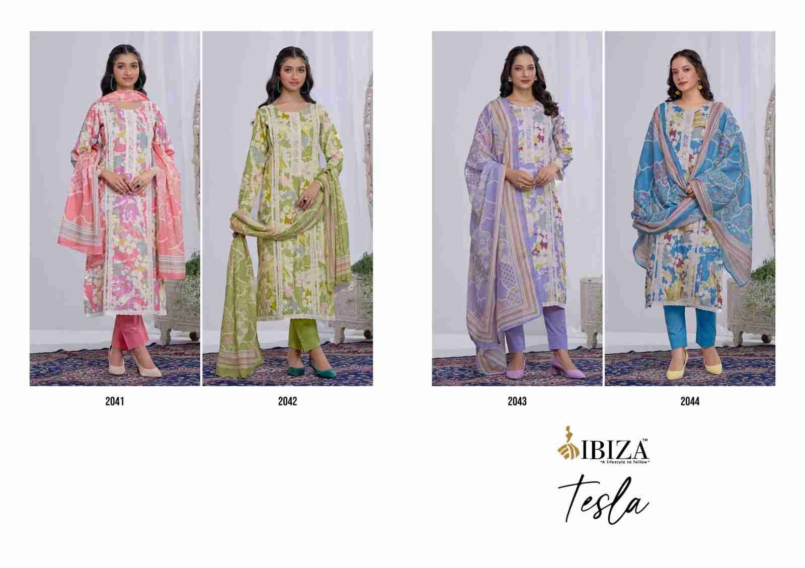 Tesla By Ibiza 2041 To 2044 Series Designer Festive Suits Beautiful Fancy Stylish Colorful Party Wear & Occasional Wear Pure Lawn Cotton Dresses At Wholesale Price