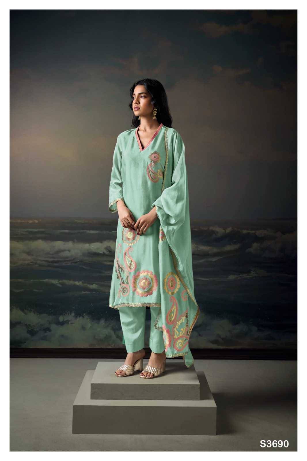 Veds-3690 By Ganga Fashion Beautiful Festive Suits Colorful Stylish Fancy Casual Wear & Ethnic Wear Pure Viscose Silk Jacquard Dresses At Wholesale Price