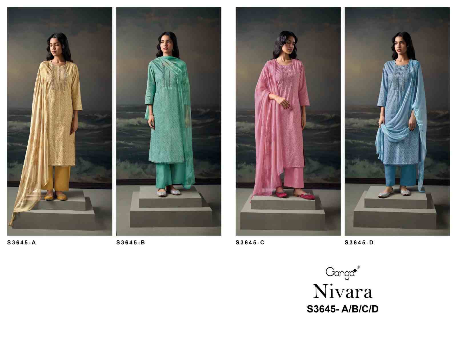 Nivara-3645 By Ganga Fashion 3645-A To 3645-D Series Beautiful Festive Suits Colorful Stylish Fancy Casual Wear & Ethnic Wear Pure Cotton Dresses At Wholesale Price