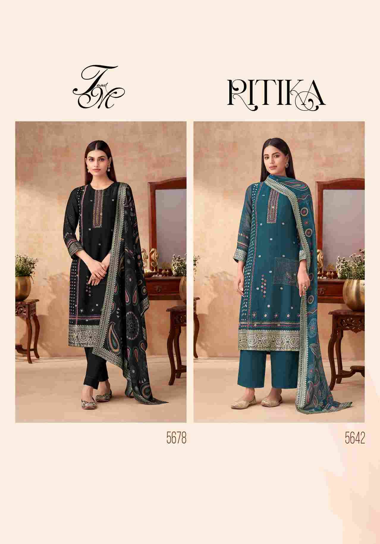 Ritika By T And M Designer Studio Beautiful Festive Suits Colorful Stylish Fancy Casual Wear & Ethnic Wear Organza Jacqaurd Dresses At Wholesale Price
