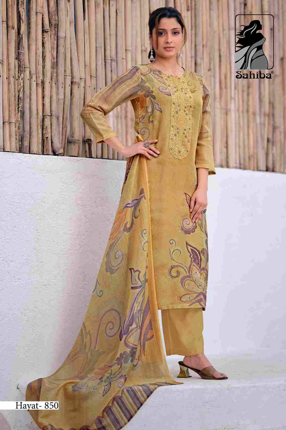 Hayat By Sahiba Fabrics Beautiful Festive Suits Colorful Stylish Fancy Casual Wear & Ethnic Wear Organza Tissue Jacquard Dresses At Wholesale Price