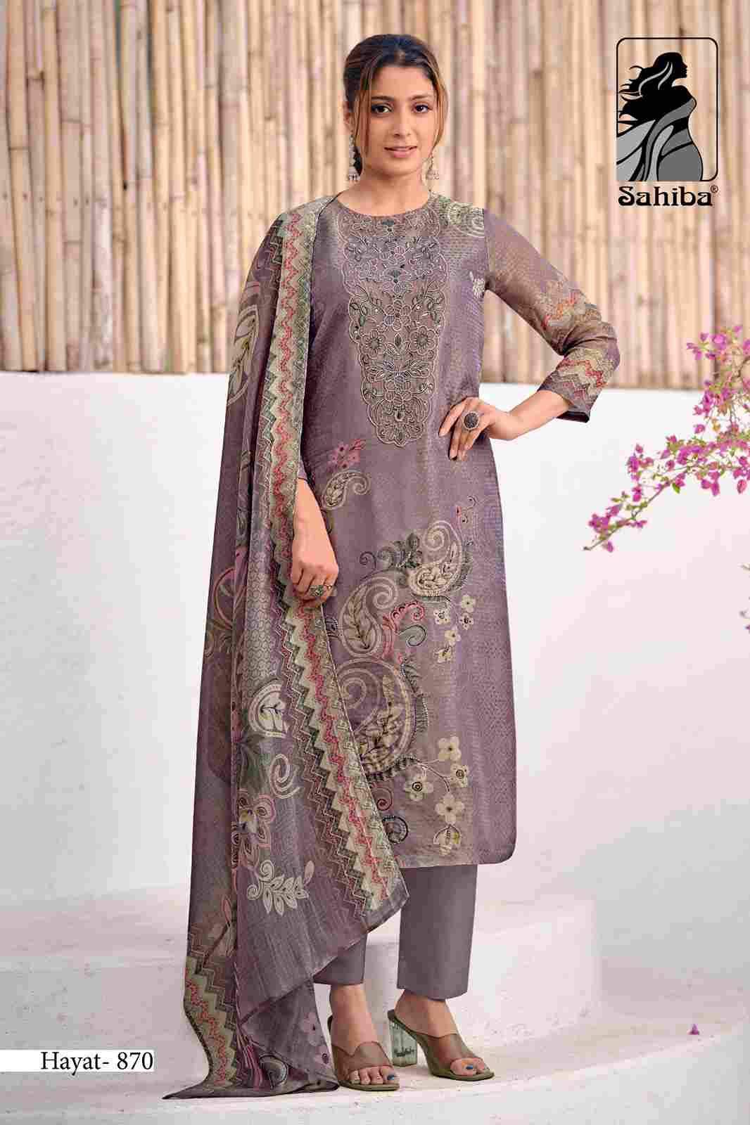 Hayat By Sahiba Fabrics Beautiful Festive Suits Colorful Stylish Fancy Casual Wear & Ethnic Wear Organza Tissue Jacquard Dresses At Wholesale Price