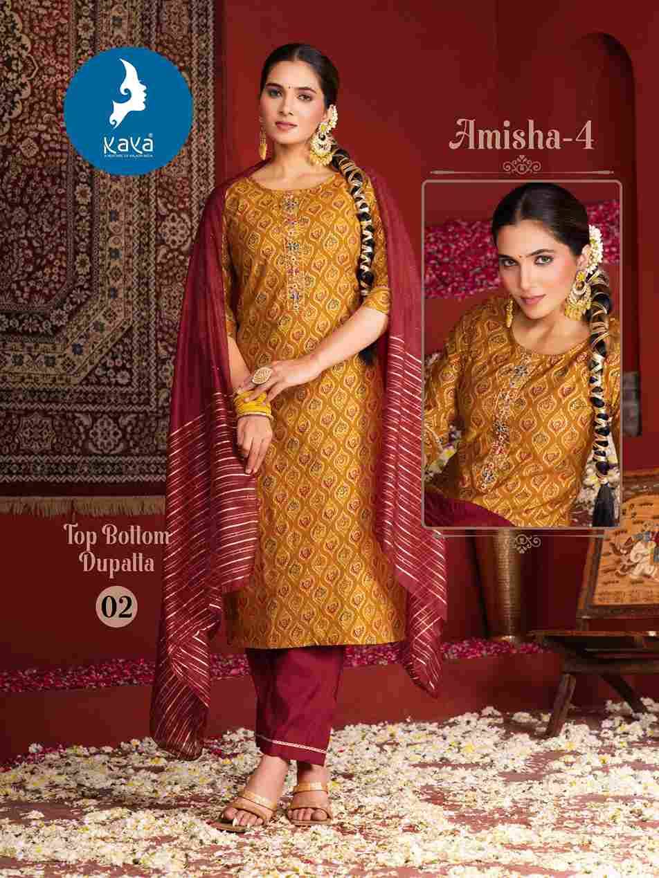 Amisha Vol-4 By Kaya 01 To 06 Series Beautiful Stylish Festive Suits Fancy Colorful Casual Wear & Ethnic Wear & Ready To Wear Vertican Print Dresses At Wholesale Price