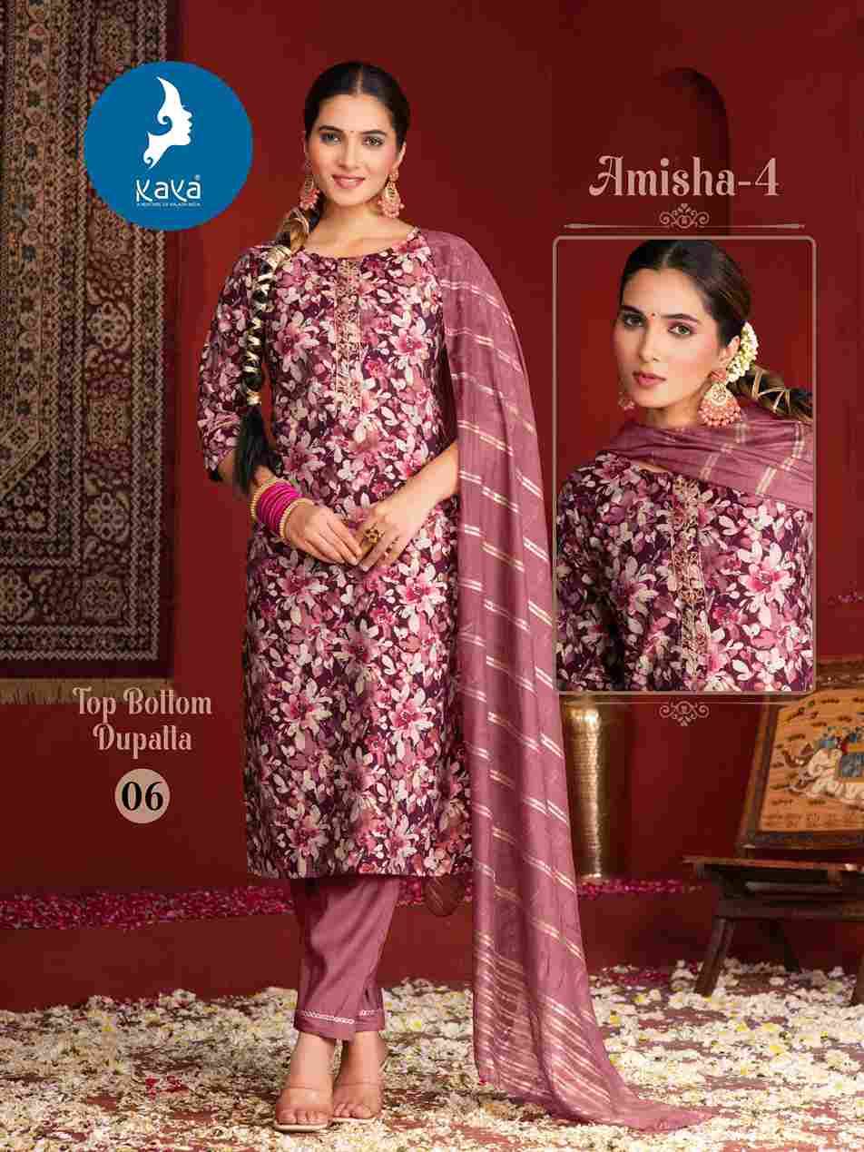 Amisha Vol-4 By Kaya 01 To 06 Series Beautiful Stylish Festive Suits Fancy Colorful Casual Wear & Ethnic Wear & Ready To Wear Vertican Print Dresses At Wholesale Price