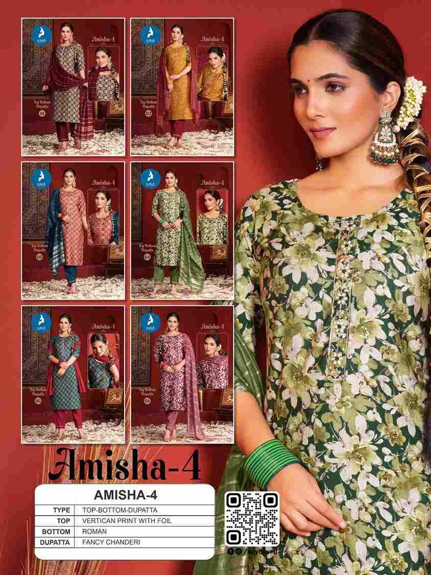 Amisha Vol-4 By Kaya 01 To 06 Series Beautiful Stylish Festive Suits Fancy Colorful Casual Wear & Ethnic Wear & Ready To Wear Vertican Print Dresses At Wholesale Price