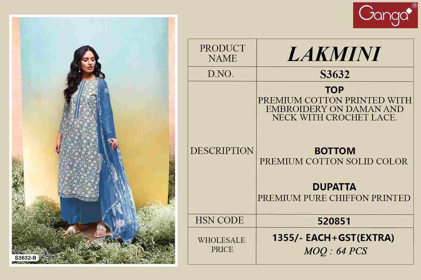 Lakmini-3632 By Ganga Fashion 3632-A To 3632-D Series Beautiful Festive Suits Colorful Stylish Fancy Casual Wear & Ethnic Wear Pure Cotton Dresses At Wholesale Price