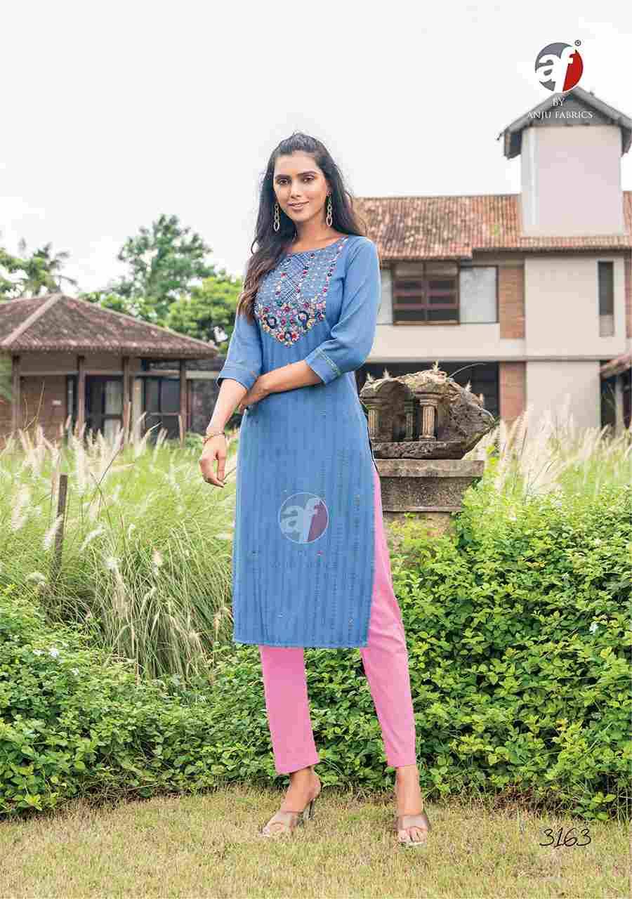 Impressive Vol-5 By Anju Fabrics 3161 To 3166 Series Designer Collection Beautiful Stylish Fancy Colorful Party Wear & Occasional Wear Viscose Rayon Kurtis At Wholesale Price