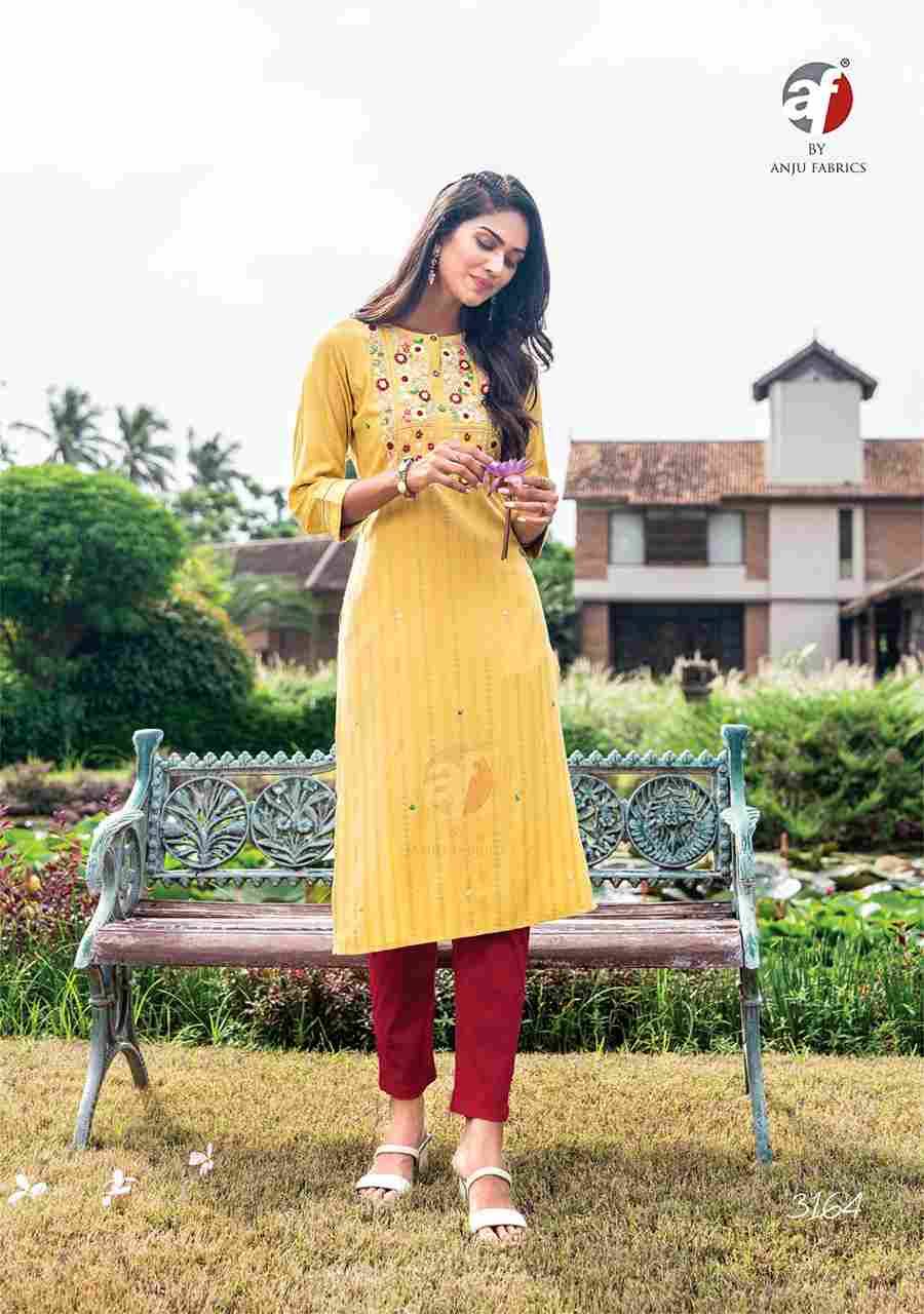 Impressive Vol-5 By Anju Fabrics 3161 To 3166 Series Designer Collection Beautiful Stylish Fancy Colorful Party Wear & Occasional Wear Viscose Rayon Kurtis At Wholesale Price