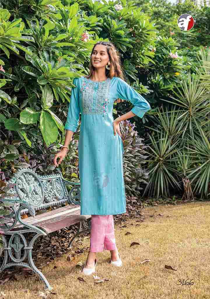 Impressive Vol-5 By Anju Fabrics 3161 To 3166 Series Designer Collection Beautiful Stylish Fancy Colorful Party Wear & Occasional Wear Viscose Rayon Kurtis At Wholesale Price