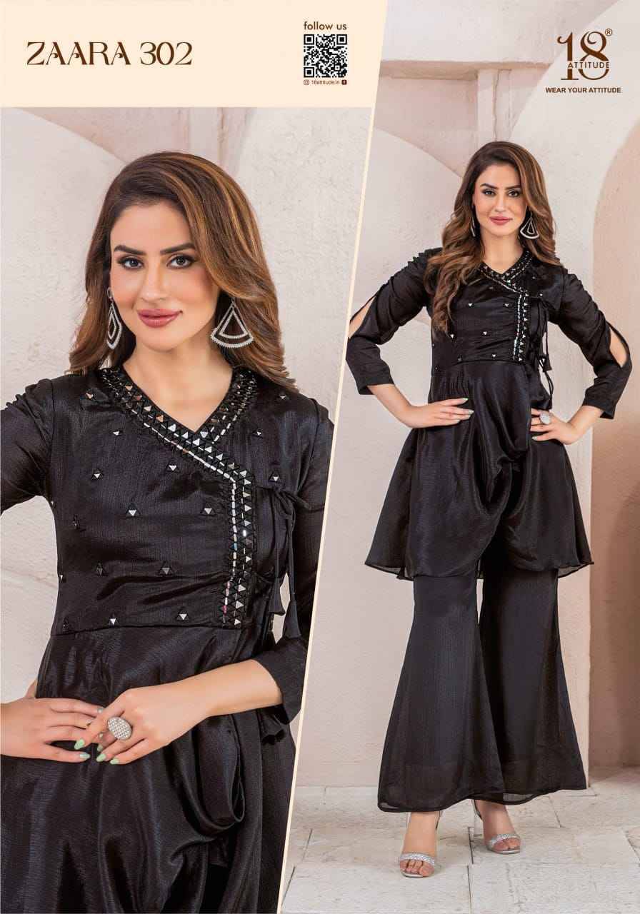 Zaara Vol-3 By 18 Attitude 301 To 307 Series Designer Stylish Fancy Colorful Beautiful Party Wear & Ethnic Wear Collection Chinnon Co-Ord At Wholesale Price