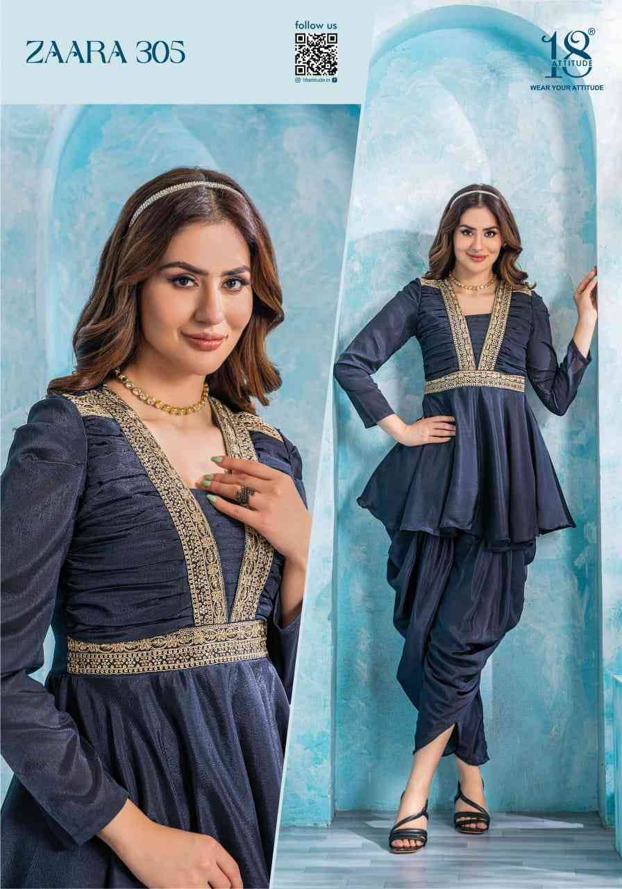Zaara Vol-3 By 18 Attitude 301 To 307 Series Designer Stylish Fancy Colorful Beautiful Party Wear & Ethnic Wear Collection Chinnon Co-Ord At Wholesale Price
