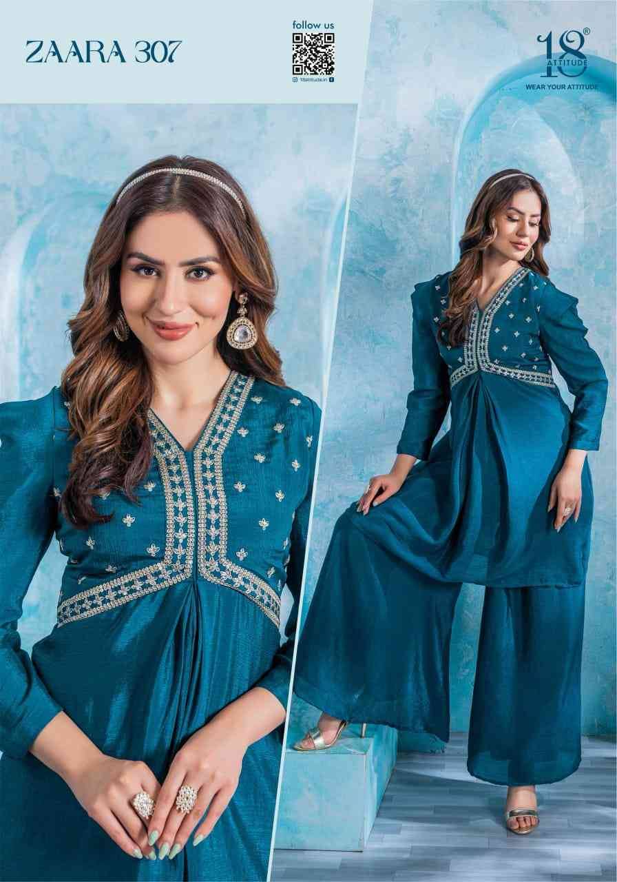 Zaara Vol-3 By 18 Attitude 301 To 307 Series Designer Stylish Fancy Colorful Beautiful Party Wear & Ethnic Wear Collection Chinnon Co-Ord At Wholesale Price