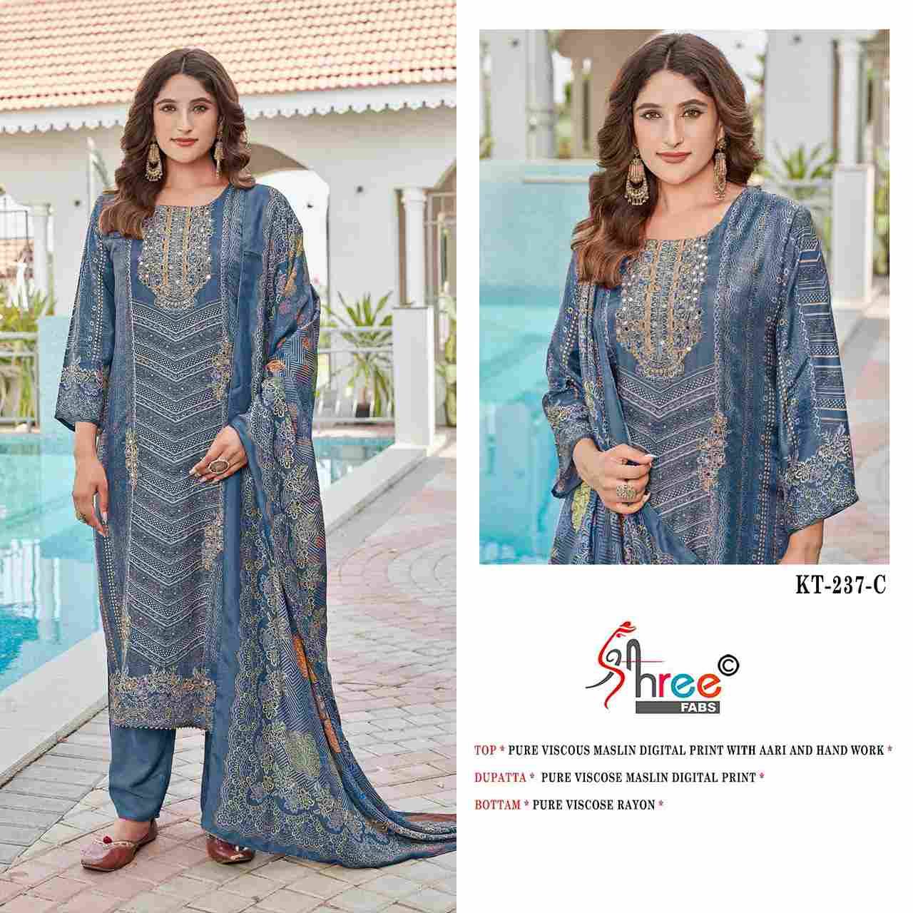 Shree Fabs Hit Design KT-237 Colours By Shree Fabs KT-237 To KT-237-C Series Designer Pakistani Suits Beautiful Fancy Stylish Colorful Party Wear & Occasional Wear Pure Viscose Muslin Embroidery Dresses At Wholesale Price