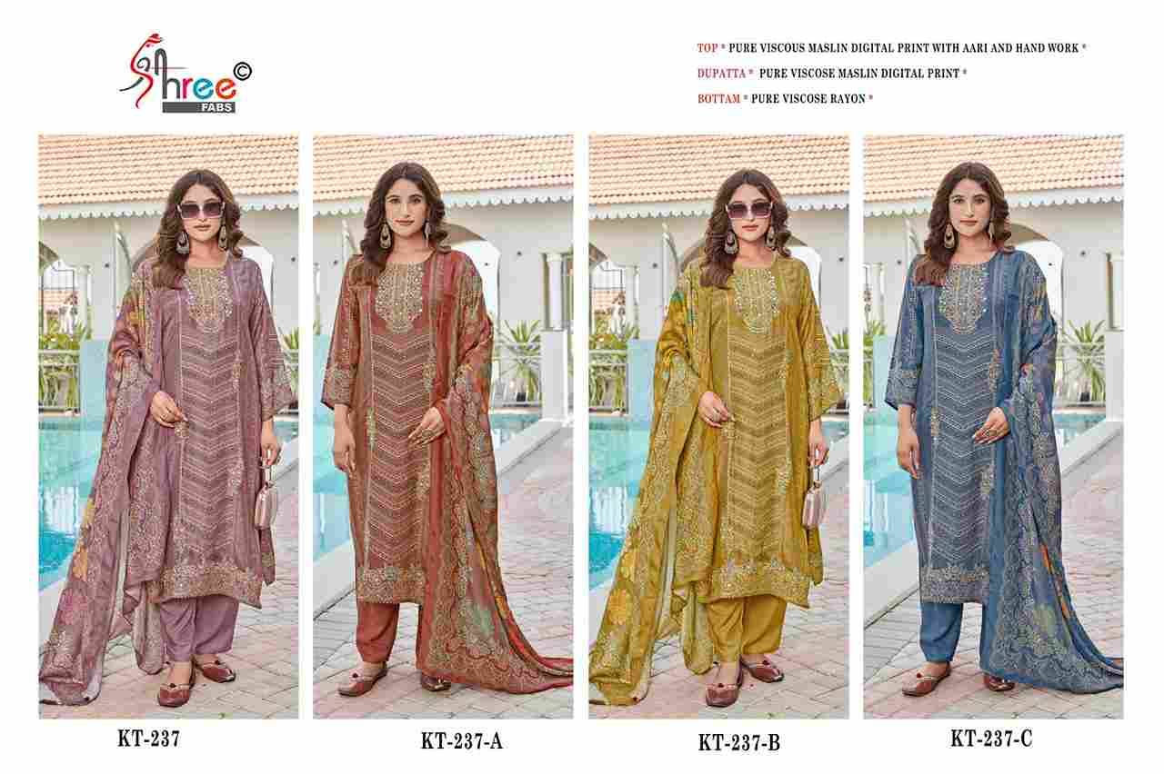 Shree Fabs Hit Design KT-237 Colours By Shree Fabs KT-237 To KT-237-C Series Designer Pakistani Suits Beautiful Fancy Stylish Colorful Party Wear & Occasional Wear Pure Viscose Muslin Embroidery Dresses At Wholesale Price