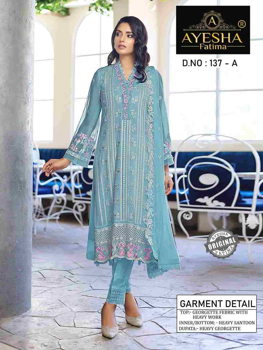 AF-137 Colours By Ayesha Fatima 137-A To 137-F Series Beautiful Pakistani Suits Colorful Stylish Fancy Casual Wear & Ethnic Wear Heavy Georgette Dresses At Wholesale Price