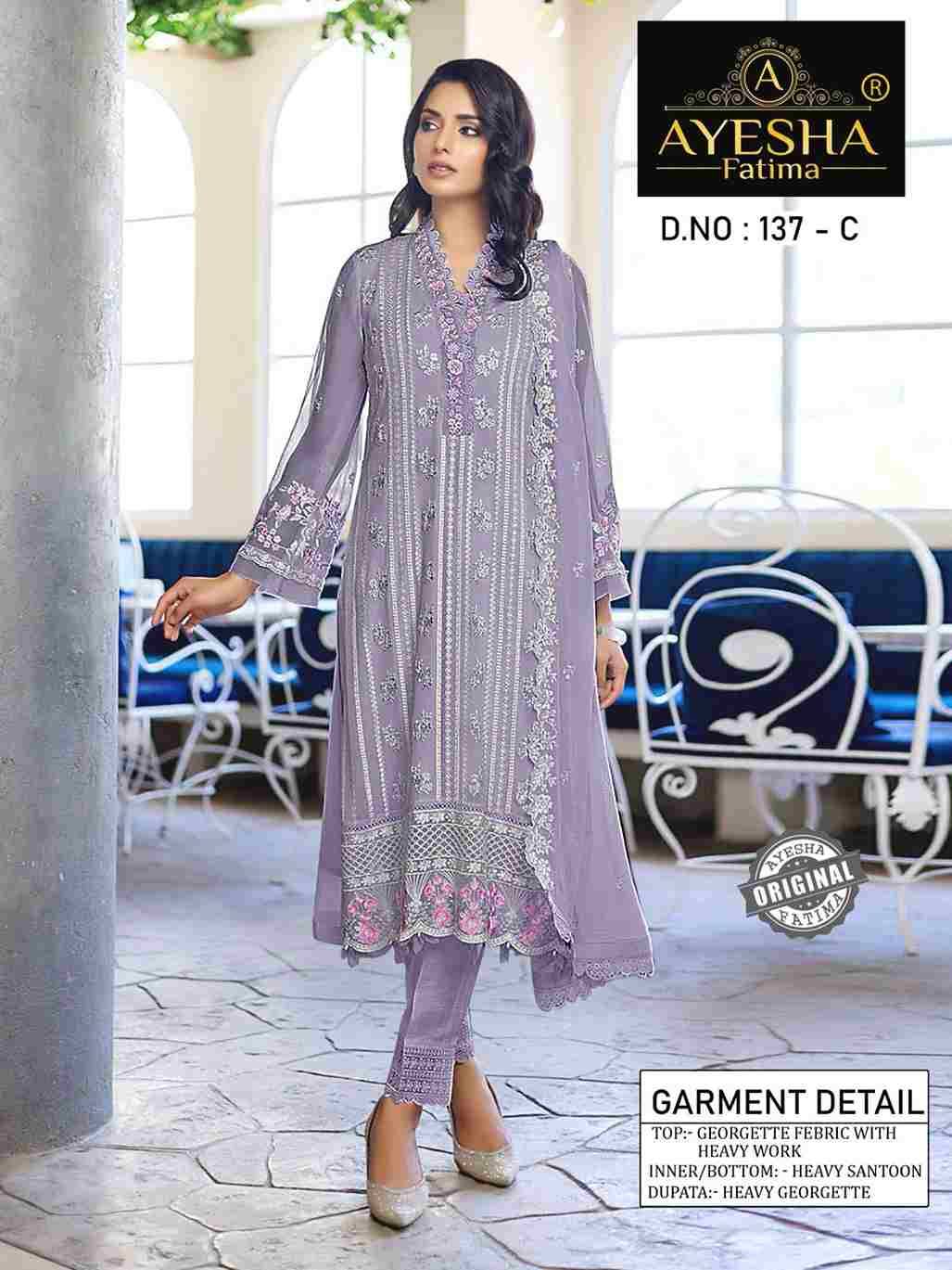 AF-137 Colours By Ayesha Fatima 137-A To 137-F Series Beautiful Pakistani Suits Colorful Stylish Fancy Casual Wear & Ethnic Wear Heavy Georgette Dresses At Wholesale Price