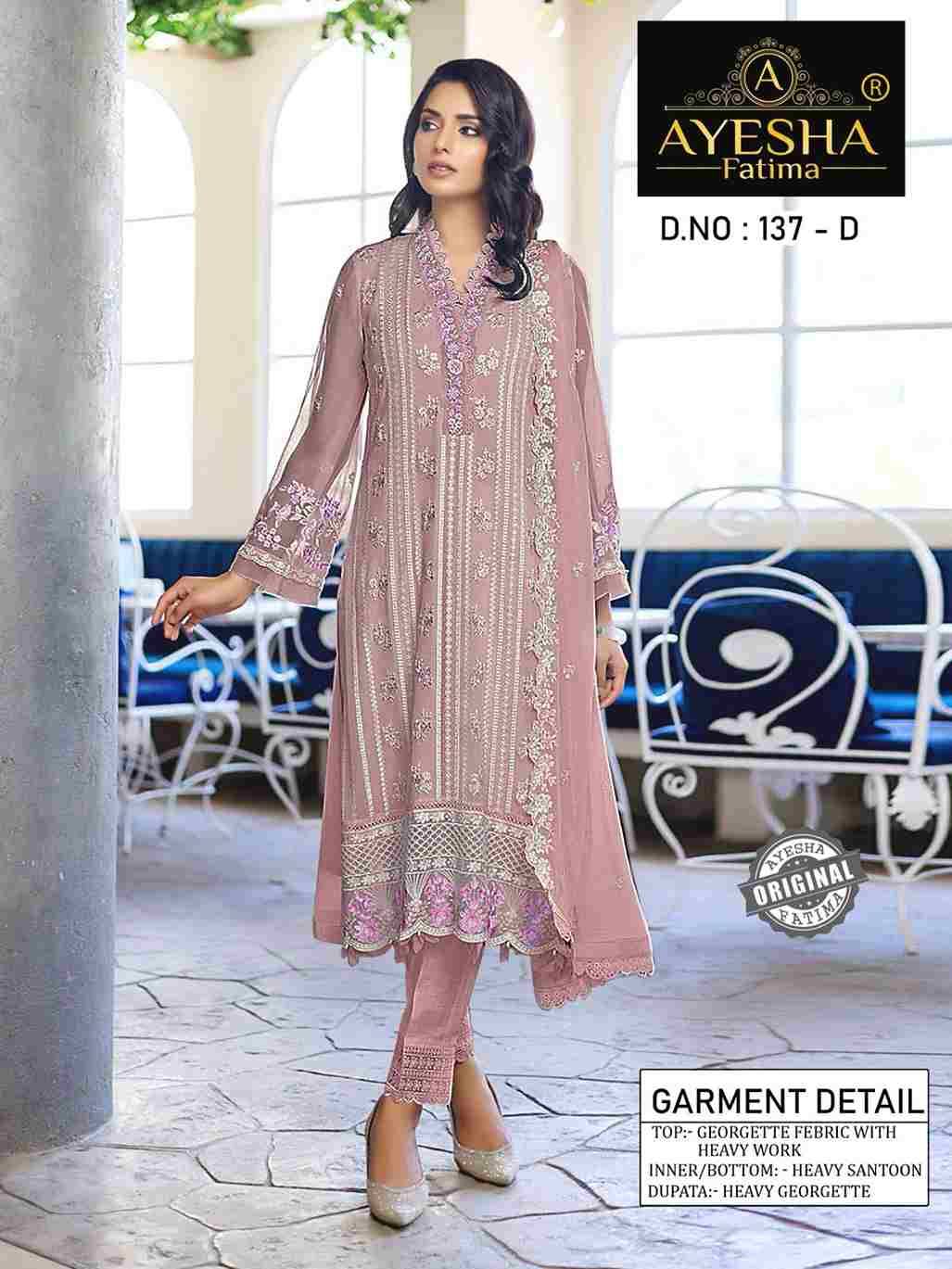 AF-137 Colours By Ayesha Fatima 137-A To 137-F Series Beautiful Pakistani Suits Colorful Stylish Fancy Casual Wear & Ethnic Wear Heavy Georgette Dresses At Wholesale Price