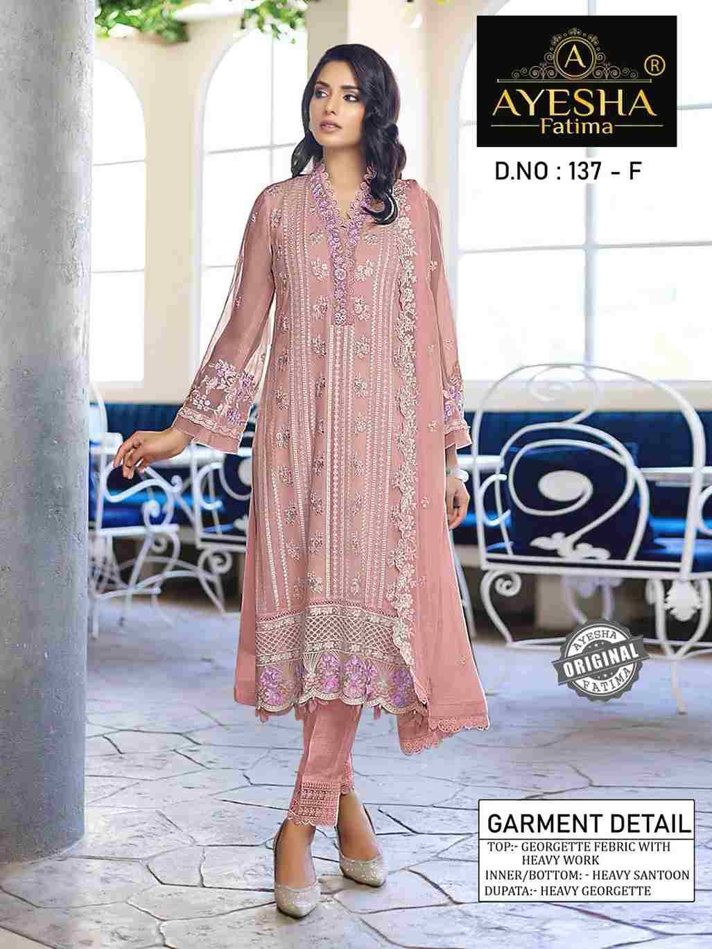 AF-137 Colours By Ayesha Fatima 137-A To 137-F Series Beautiful Pakistani Suits Colorful Stylish Fancy Casual Wear & Ethnic Wear Heavy Georgette Dresses At Wholesale Price
