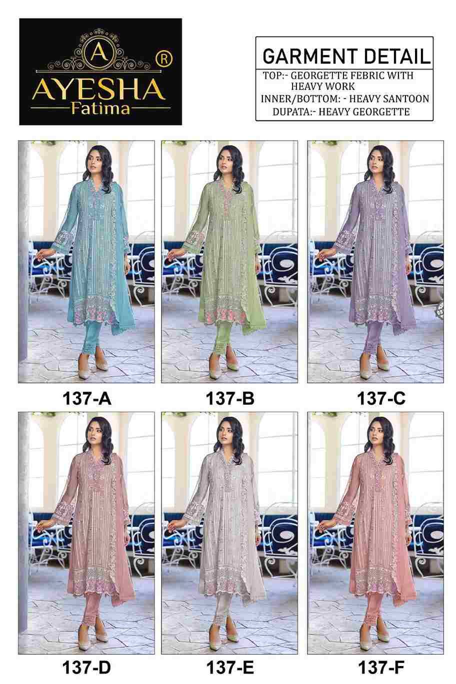 AF-137 Colours By Ayesha Fatima 137-A To 137-F Series Beautiful Pakistani Suits Colorful Stylish Fancy Casual Wear & Ethnic Wear Heavy Georgette Dresses At Wholesale Price