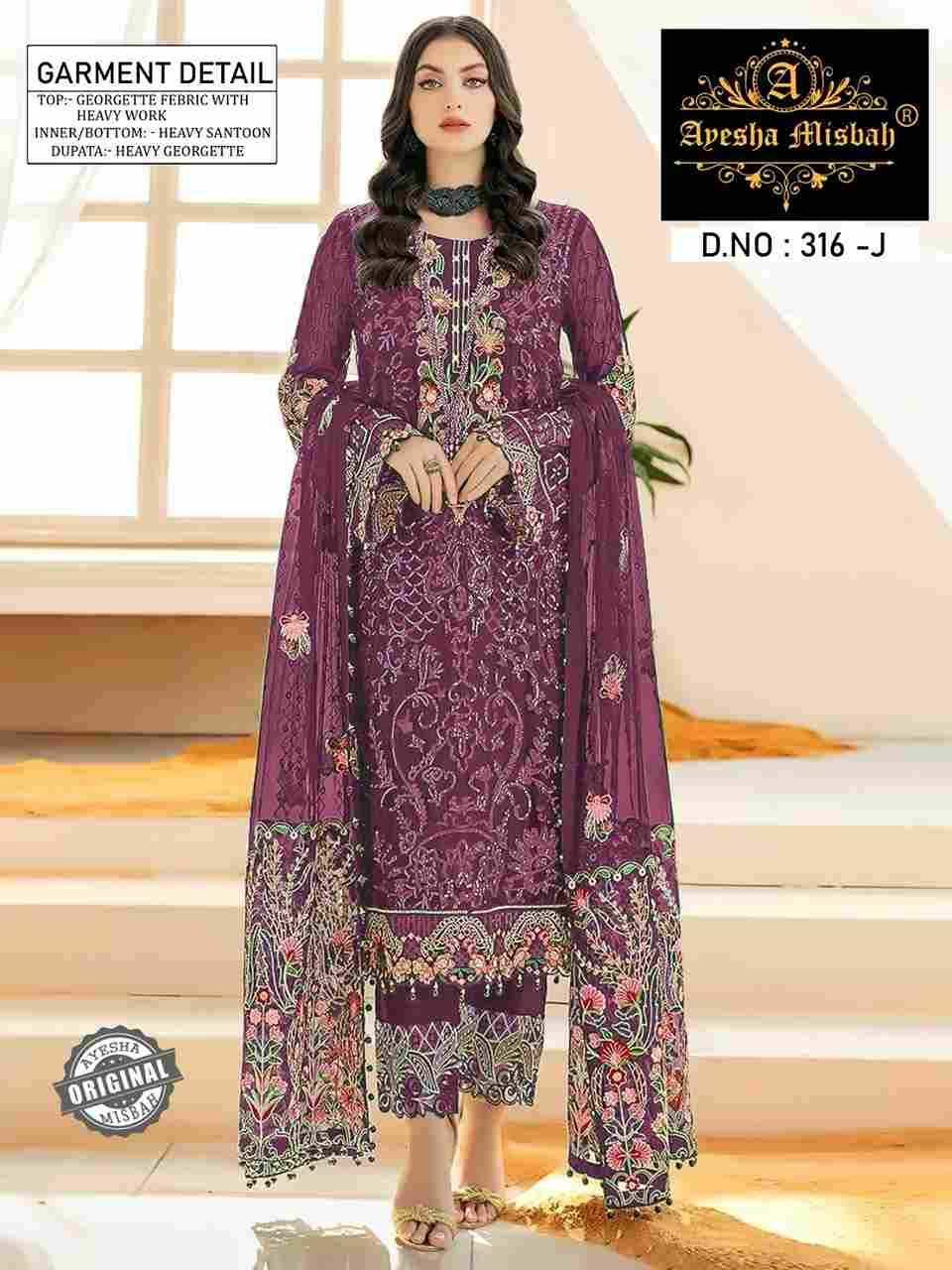 Ayesha Misbah 316 Colours Vol-2 By Fashid Wholesale 316-G To 316-L Series Beautiful Pakistani Suits Colorful Stylish Fancy Casual Wear & Ethnic Wear Georgette Embroidered Dresses At Wholesale Price