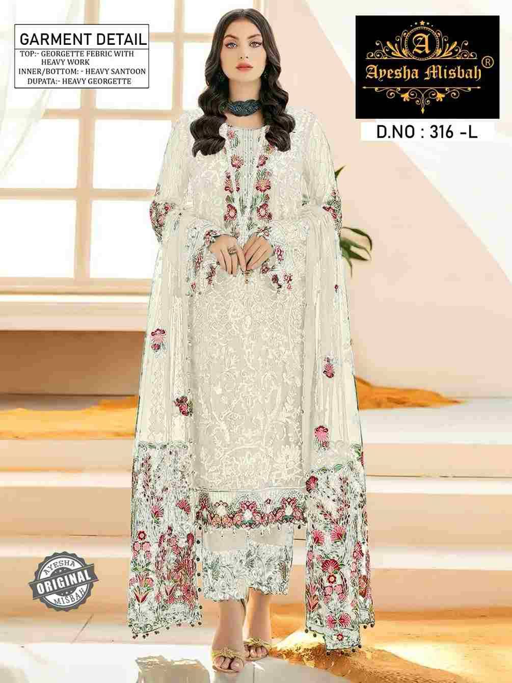 Ayesha Misbah 316 Colours Vol-2 By Fashid Wholesale 316-G To 316-L Series Beautiful Pakistani Suits Colorful Stylish Fancy Casual Wear & Ethnic Wear Georgette Embroidered Dresses At Wholesale Price