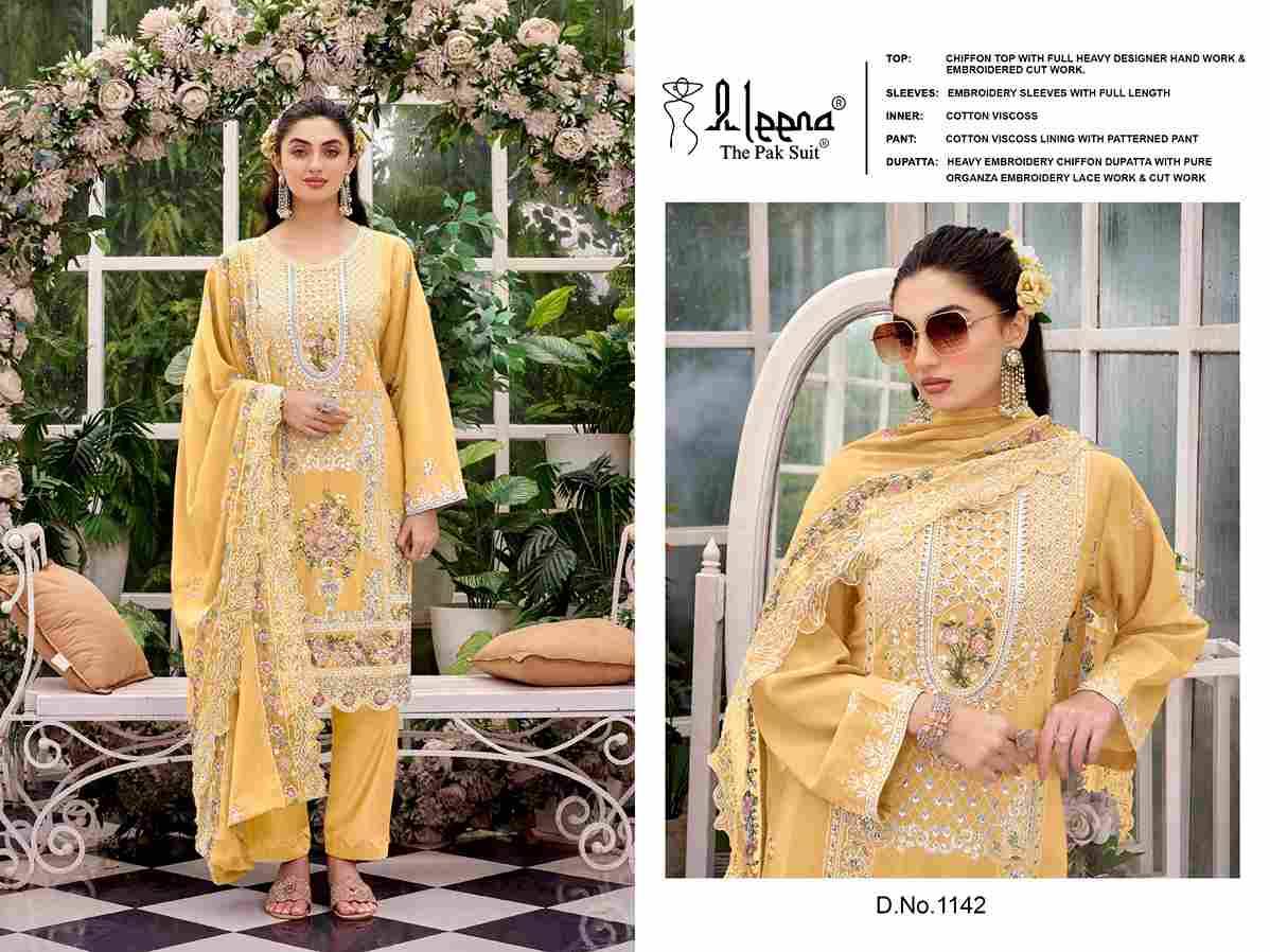 Aleena 1142 Colours By Aleena 1142-A To 1142-D Series Beautiful Pakistani Suits Stylish Fancy Colorful Party Wear & Occasional Wear Chiffon Embroidered Dresses At Wholesale Price
