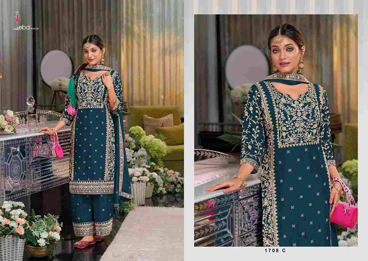 Shayoni Colour Edition Vol-1 By Eba Lifestyle 1708-A To 1708-C Series Beautiful Festive Suits Colorful Stylish Fancy Casual Wear & Ethnic Wear Chinnon Embroidery Dresses At Wholesale Price