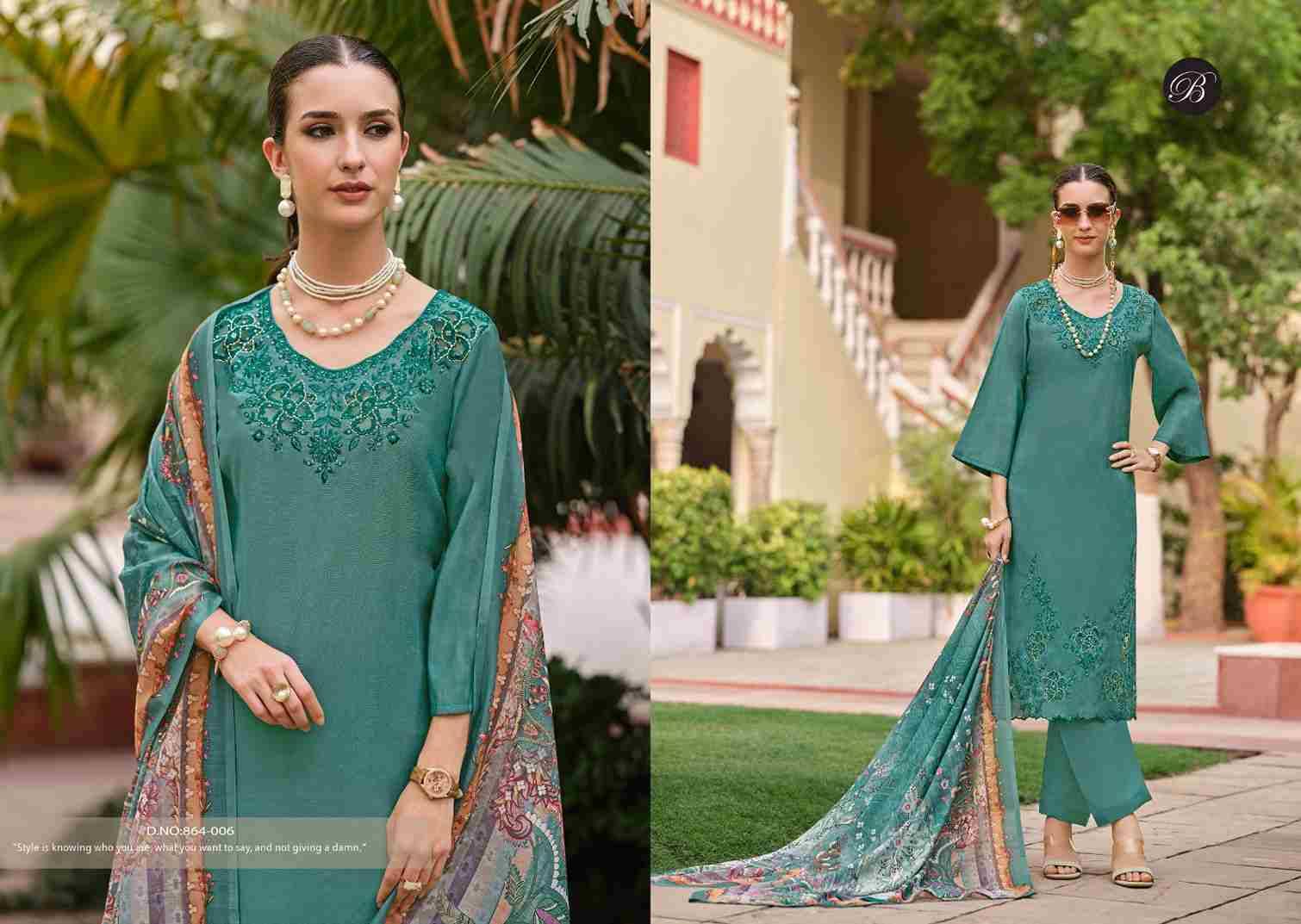 Zara By Belliza 864-001 To 864-006 Series Beautiful Festive Suits Stylish Fancy Colorful Casual Wear & Ethnic Wear Pure Roman Silk Dresses At Wholesale Price