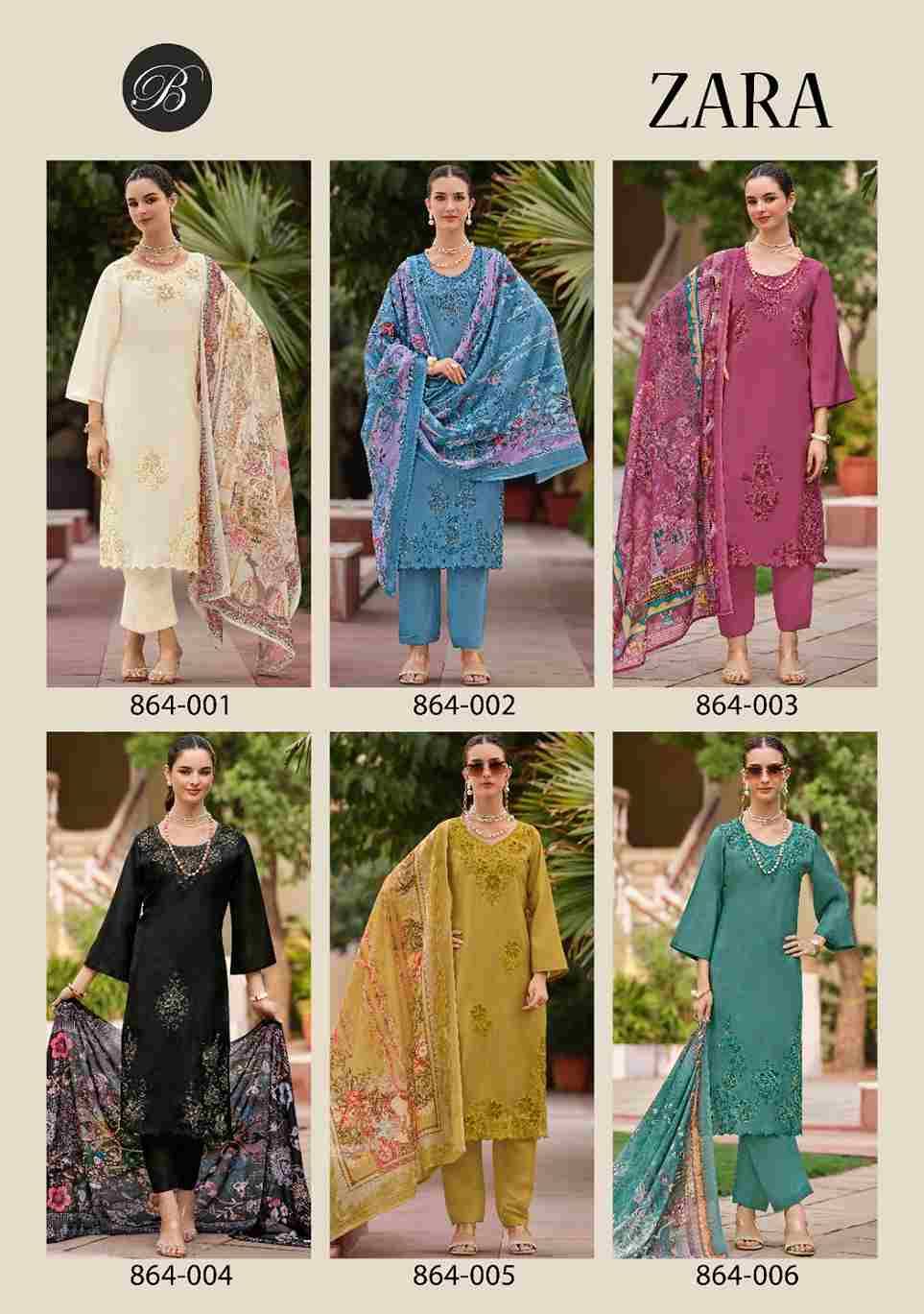 Zara By Belliza 864-001 To 864-006 Series Beautiful Festive Suits Stylish Fancy Colorful Casual Wear & Ethnic Wear Pure Roman Silk Dresses At Wholesale Price