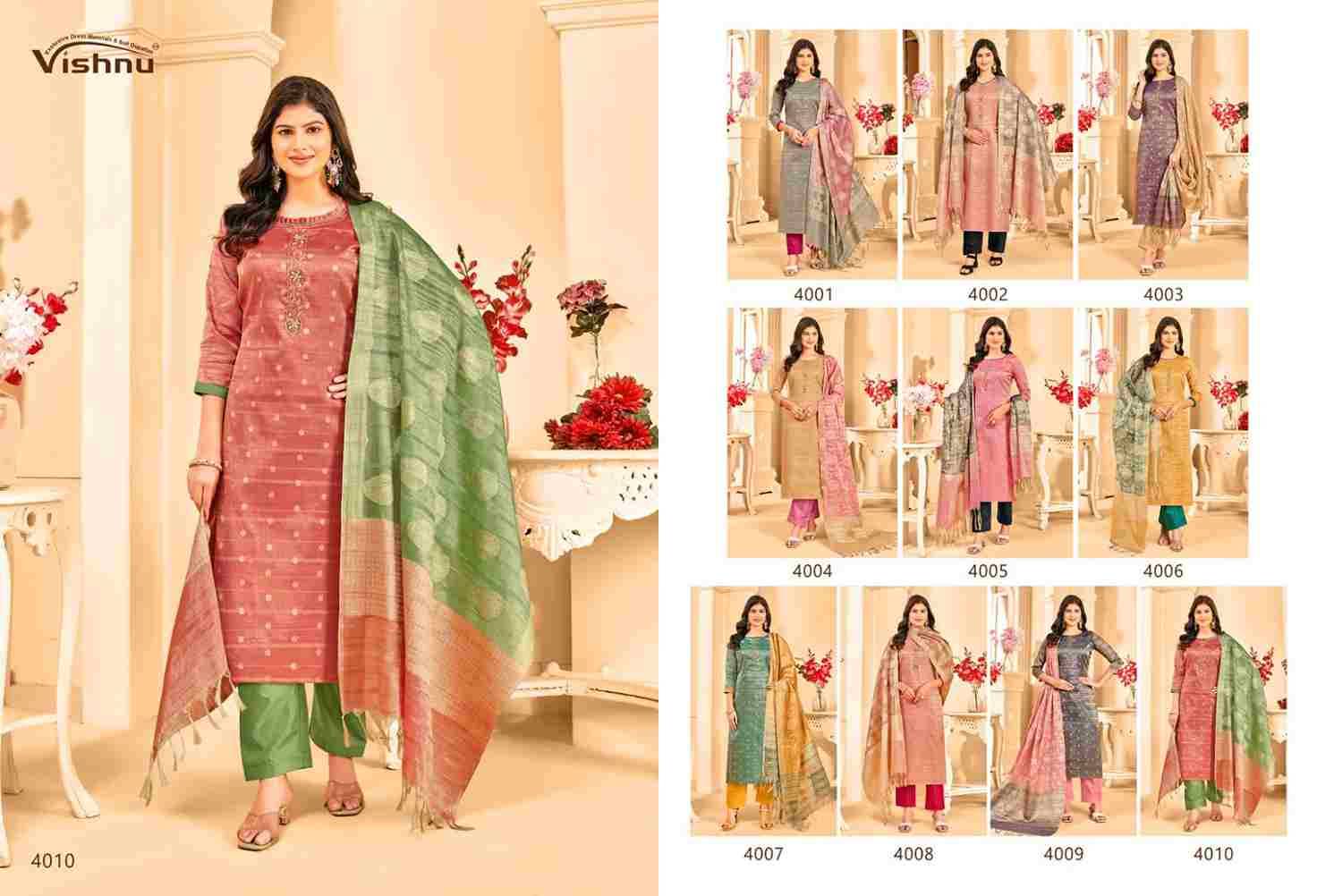 Khanak By Vishnu 4001 To 4010 Series Beautiful Stylish Festive Suits Fancy Colorful Casual Wear & Ethnic Wear & Ready To Wear Banarasi Tussar Dresses At Wholesale Price