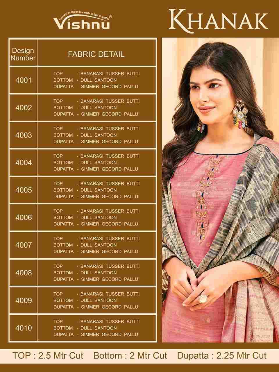 Khanak By Vishnu 4001 To 4010 Series Beautiful Stylish Festive Suits Fancy Colorful Casual Wear & Ethnic Wear & Ready To Wear Banarasi Tussar Dresses At Wholesale Price