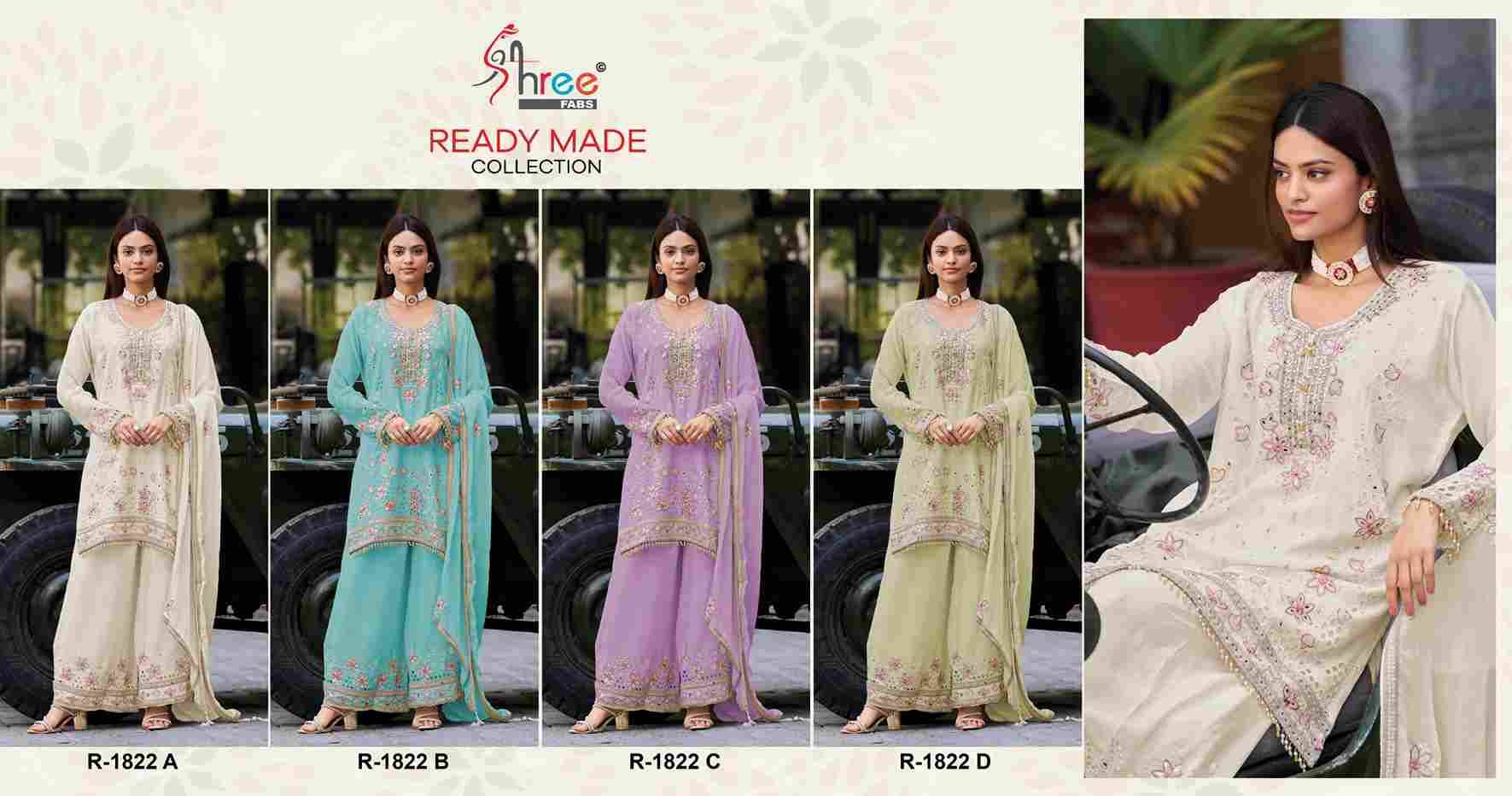 Shree Fabs Hit Design R-1822 Colours By Shree Fabs R-1822-A To R-1822-D Series Designer Pakistani Suits Collection Beautiful Stylish Fancy Colorful Party Wear & Occasional Wear Viscose Chinnon Dresses At Wholesale Price