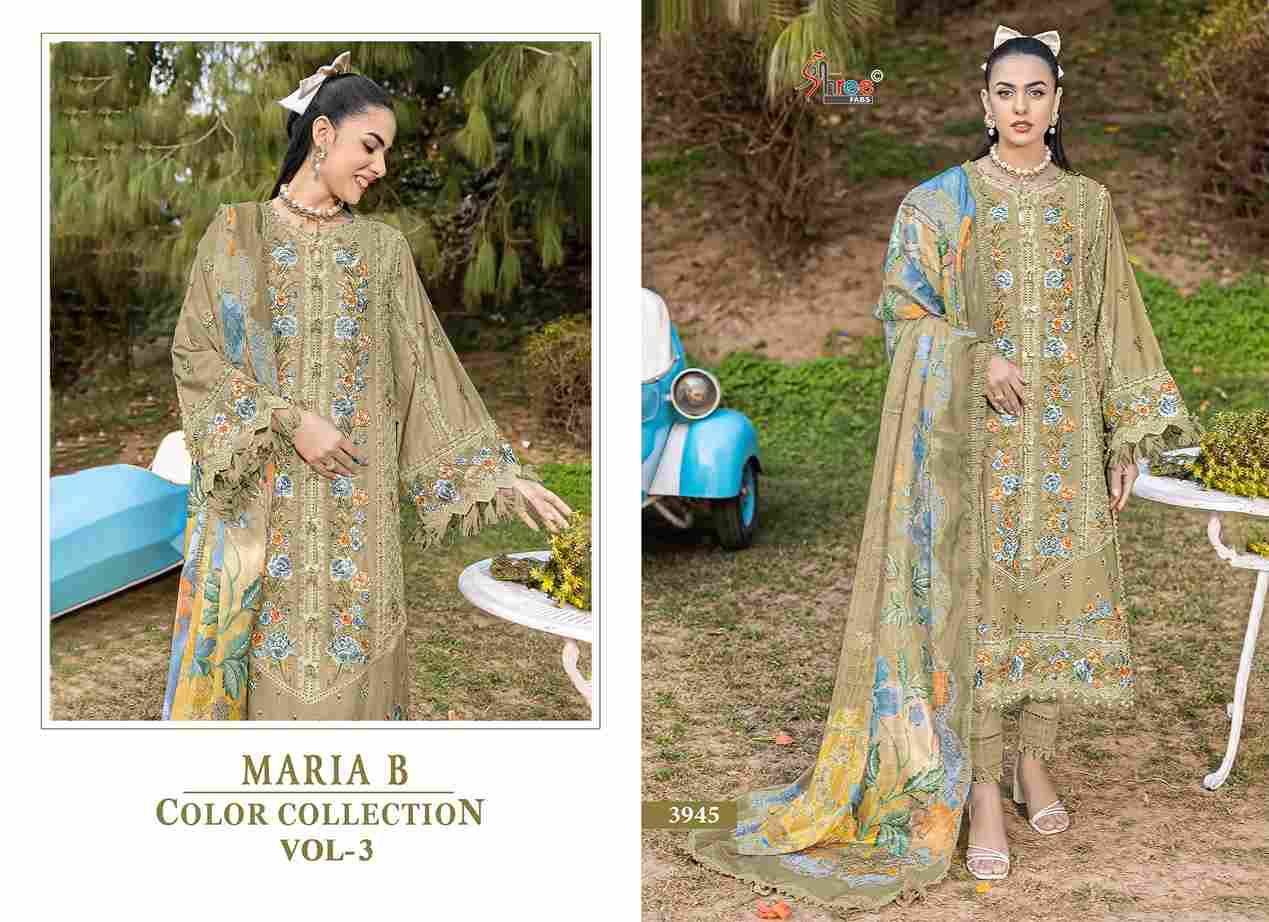 Maria B Color Collection Vol-3 By Shree Fabs 3945-A To 3945-D Series Designer Pakistani Suits Collection Beautiful Stylish Fancy Colorful Party Wear & Ethnic Wear Pure Viscose With Pure Cotton With Embroidery Dresses At Wholesale Price