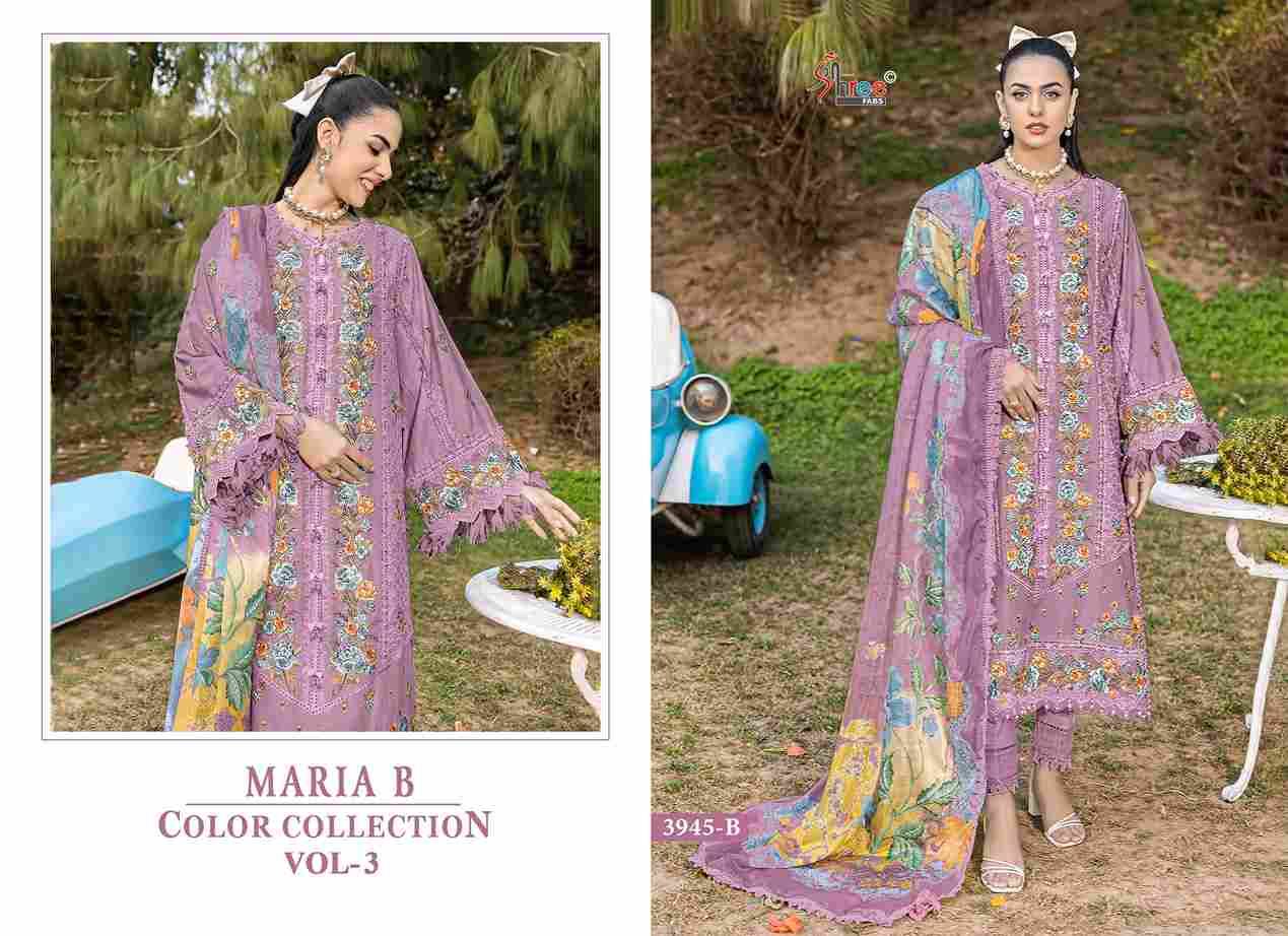 Maria B Color Collection Vol-3 By Shree Fabs 3945-A To 3945-D Series Designer Pakistani Suits Collection Beautiful Stylish Fancy Colorful Party Wear & Ethnic Wear Pure Viscose With Pure Cotton With Embroidery Dresses At Wholesale Price
