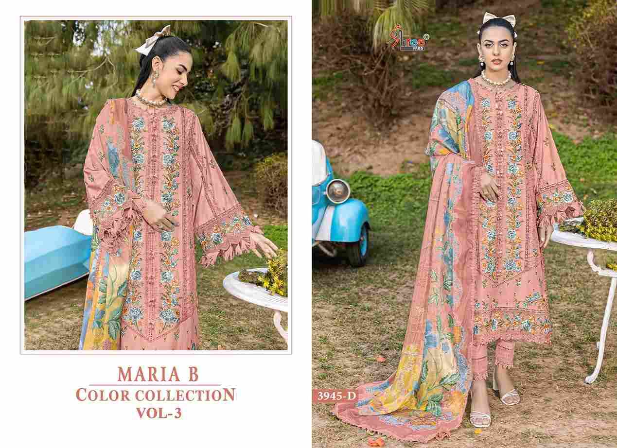 Maria B Color Collection Vol-3 By Shree Fabs 3945-A To 3945-D Series Designer Pakistani Suits Collection Beautiful Stylish Fancy Colorful Party Wear & Ethnic Wear Pure Viscose With Pure Cotton With Embroidery Dresses At Wholesale Price
